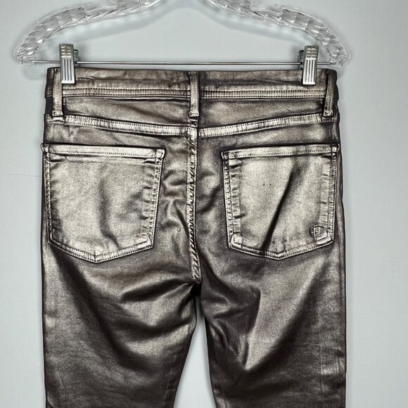 Fidelity Denim Womens Sola Mid Rise Skinny Ankle Jeans Gunmetal Foil size 30 - Picture 7 of 14